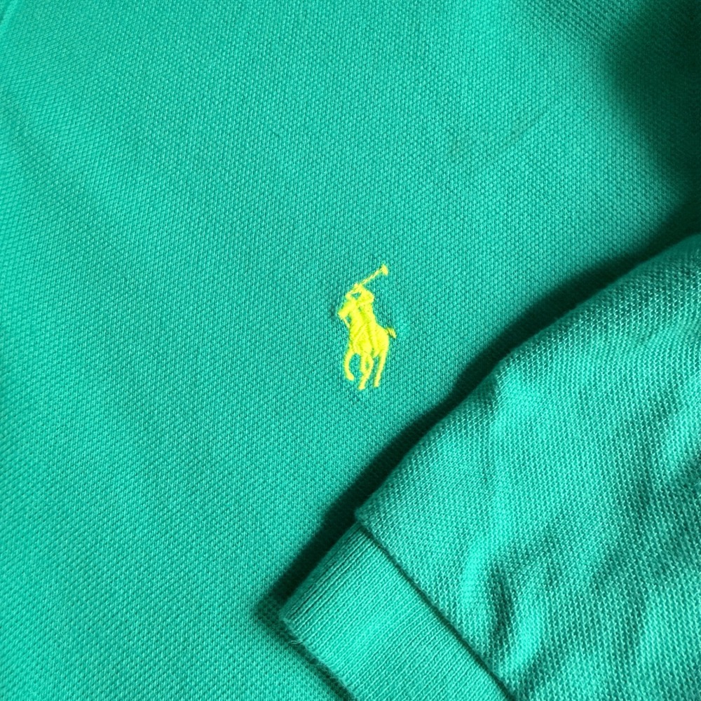 Polo‎ Ralph Lauren Mens XXL Green Short Sleeve Pique Polo Shirt Yellow Pony Logo - Picture 2 of 7